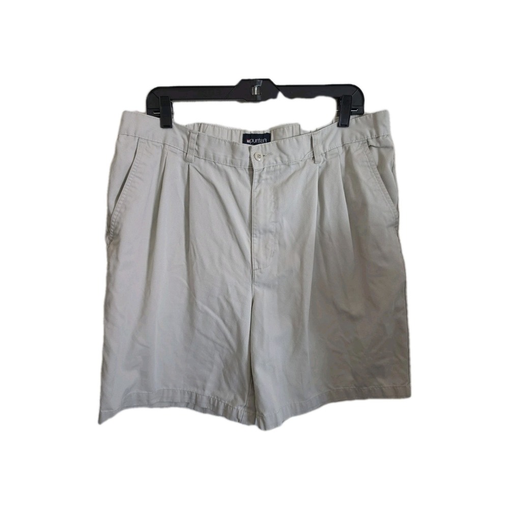 Puritan Mens Pleated Beige Shorts Sz 38 Resort Cruise wear